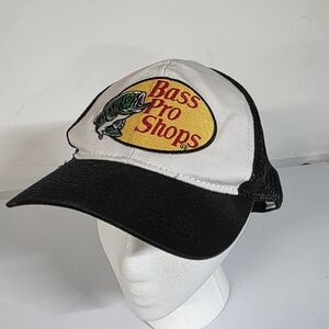 Bass Pro Shop Black White Snap Back Hat One Size